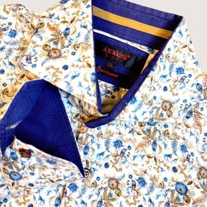 AXXESS Men's Dressy Casual Floral 100% Cotton Classic Button-Down Shirt (XL)